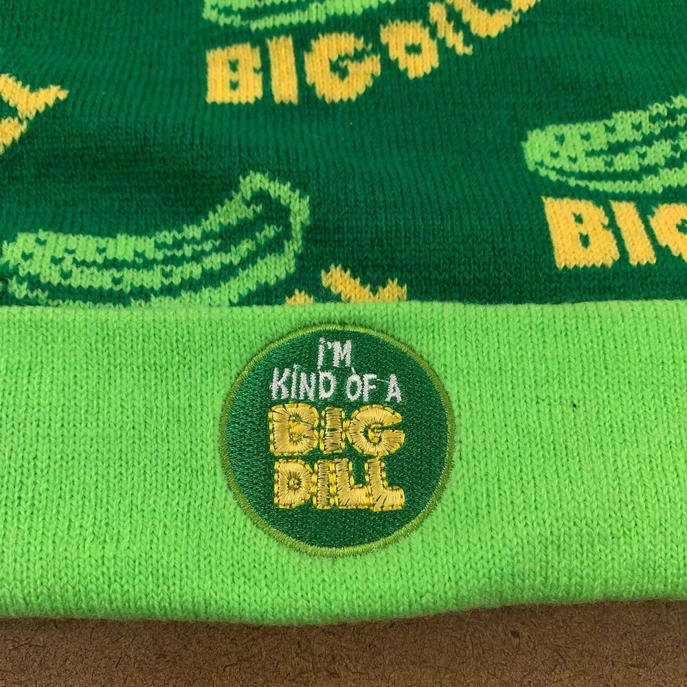 Polar Knitz Adult One Size Green I'm Kind of a Big Dill Cuffed Knit Beanie New